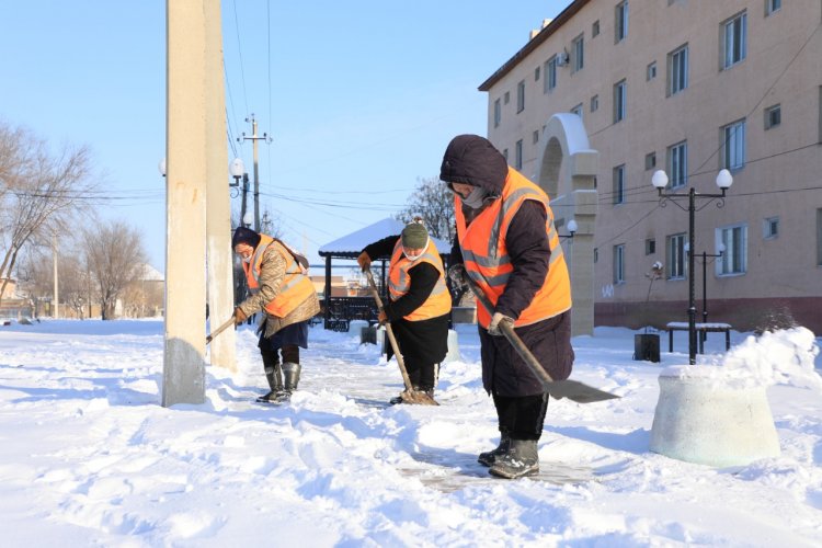 Туркестан: в Арыси чистят парки и скверы от снега